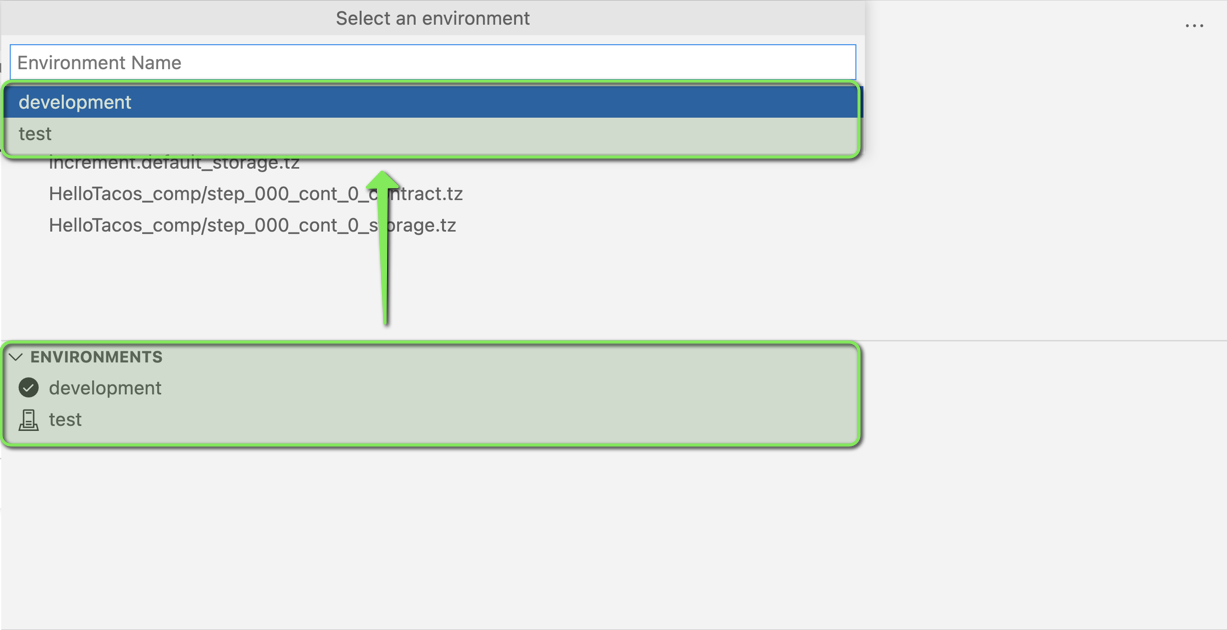 VS Code extension select environment